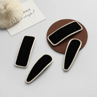 2021 new vintage black and white classic leather hair clip chic elegant simple ins hair accessories all match leather hair card