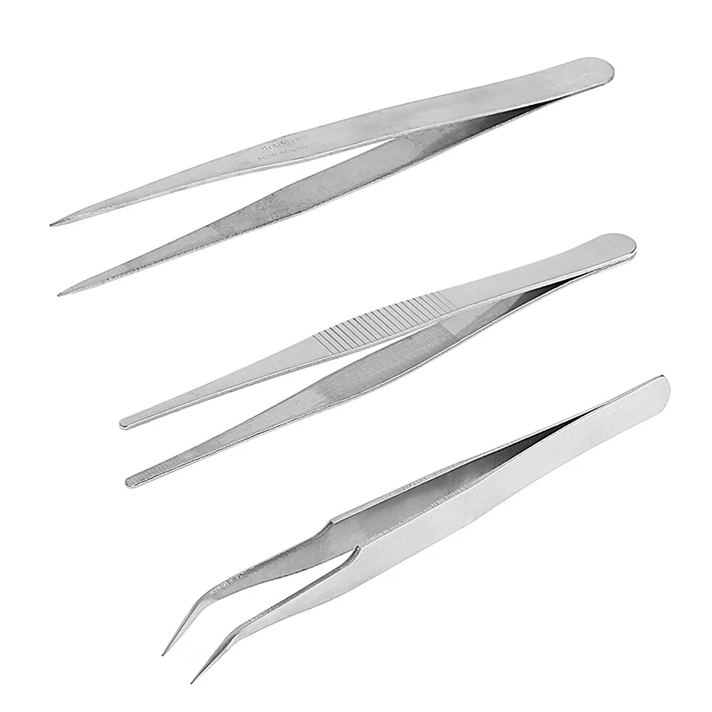 

2021 New 3Pcs Repair Precision Mounting Tool Set Electronic Stainless Steel Tweezers