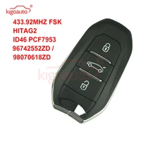 kigoauto aftermarket brand new smart key 3 button 434mhz id46 chip for citroen c3 c4