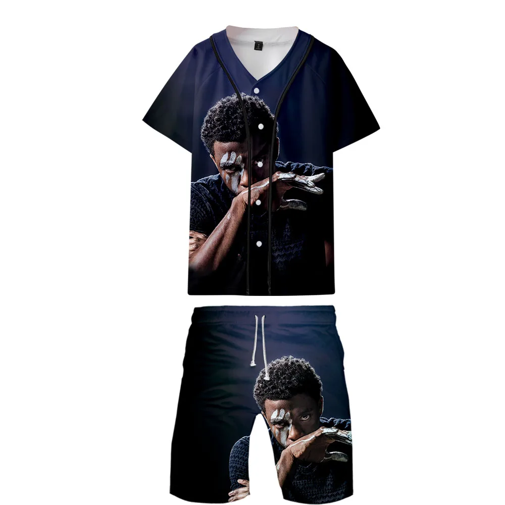 

Chadwick Boseman 2021 3D Printed trendiness Summer 2pcs sets Baseball T-Shirt Shorts Comfy Casual Streetwear