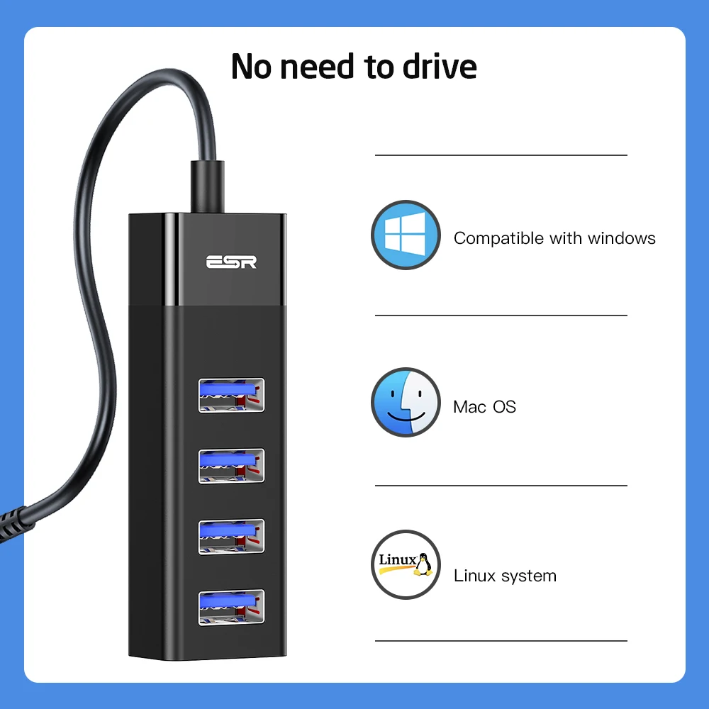 ESR usb-хаб Кабель-адаптер 4 порта USB 3 0 док-станция быстрая передача данных