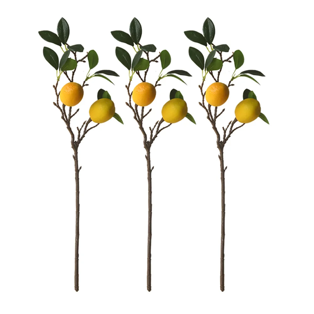 

Artificial Lemon Branch Fake Plant Fruit Props Wedding Party Outfit Realistic 3PCS Home Décor Vine Imitation Plants