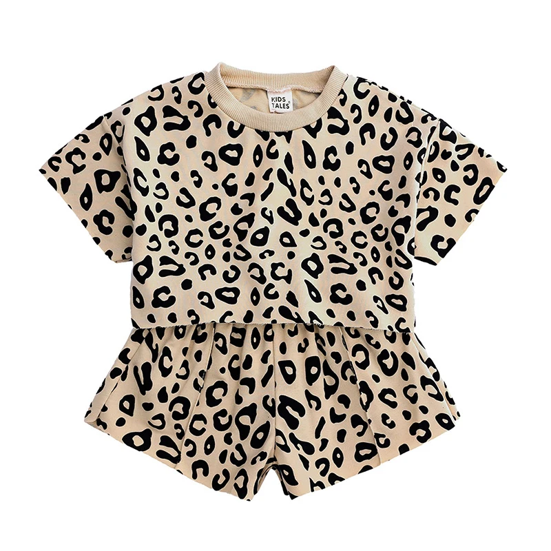 Детская одежда для девочек Корейская версия футболка с леопардовым принтом и