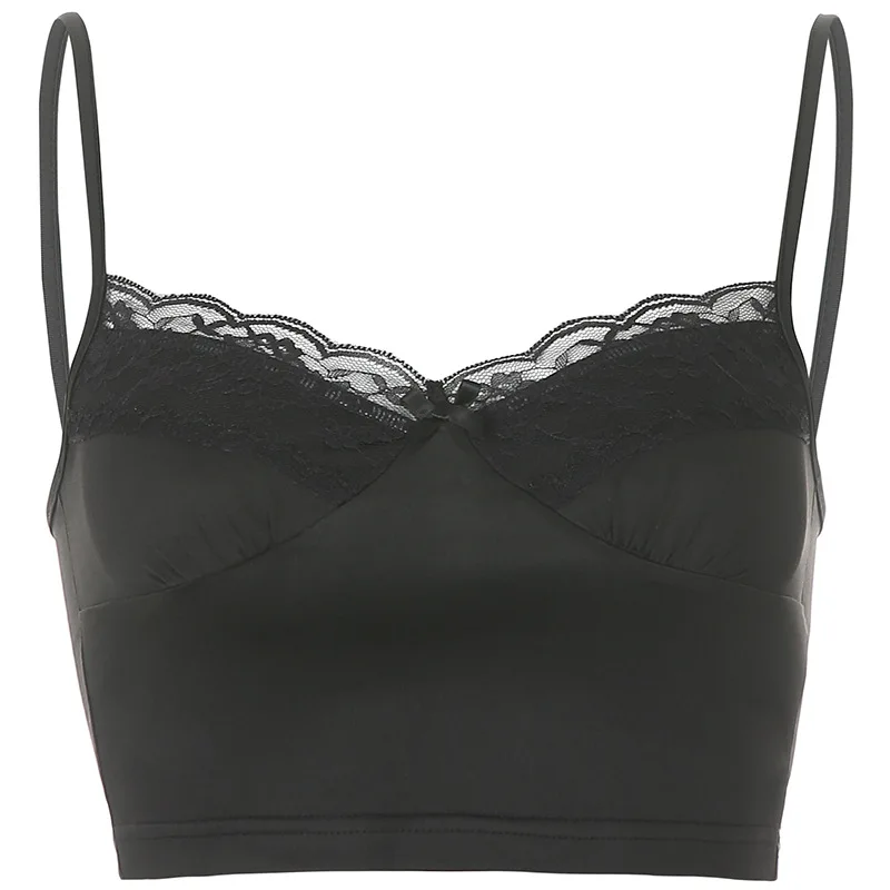 

2020 Sexy lace side stitching V-neck solid color camisole women