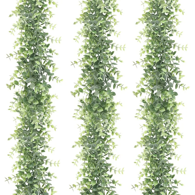 

3 Pack Artificial Eucalyptus Garland, Faux Vines Greenery Garland Wedding Backdrop Arch, 6 Feet/Pcs Hanging Plant