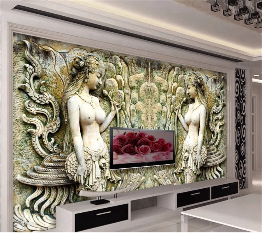 Большие настенные 3D обои beibehang на заказ рельефные Настенные Jingya с рельефным