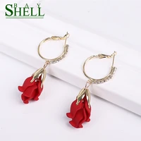 2020 bohemian crystal flower earrings for women girl drop earrings jewelry party cute red earrings pendientes statement wedding