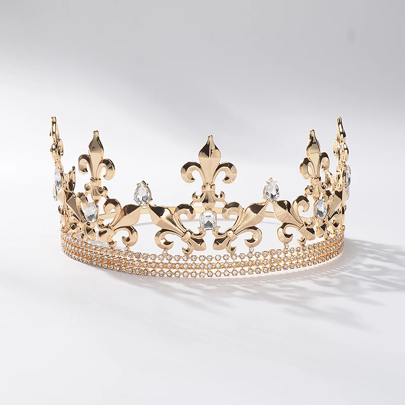 ESERES король корона для мужчин Полный Круглый Регулируемый Анти серебряные короны