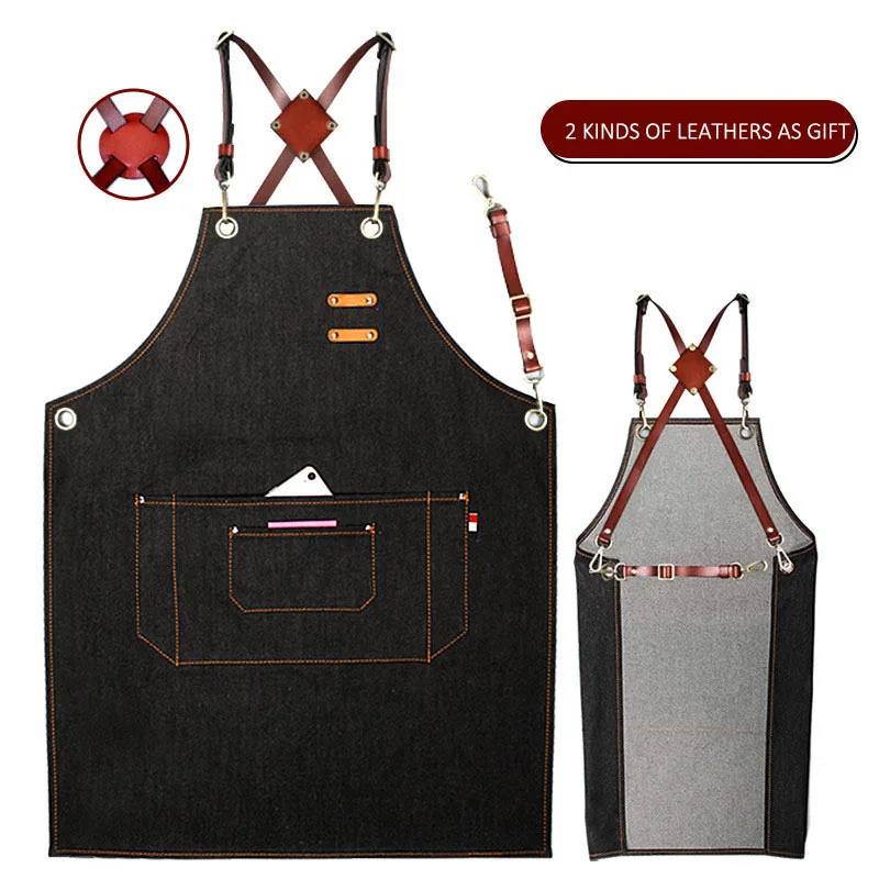 Модный джинсовый фартук в скандинавском стиле кухонный устойчивый к пятнам и для