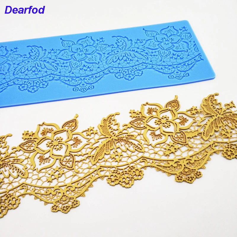 DBS036 цветочный кружевной коврик силиконовая форма кружевная Сахар ремесло