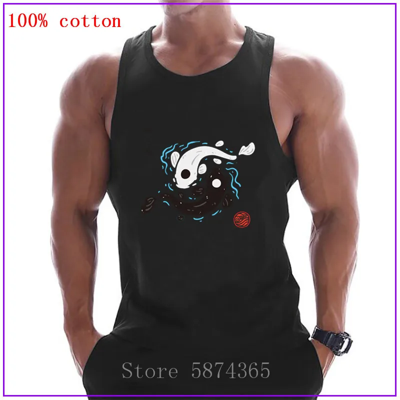 Japan style Yin-Yang Koi Fish Tank Tops Men USSR Soviet Union Sleeveless bodybuilding Men's Summer gyms Muscle Vest |