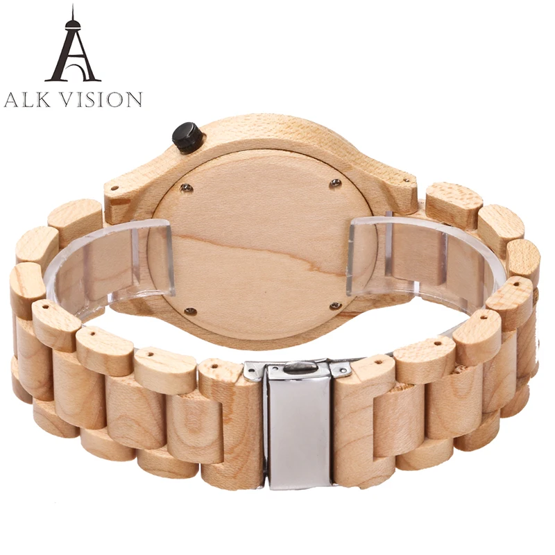 ALK Vision Wood watch male female couple watches maple wooden wrist watch for men women ladies Lovers Watch casual white colock