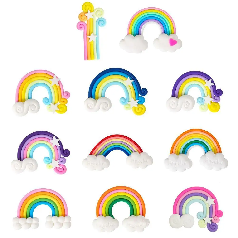 

Rainbow Multi Color Cloud Cupcake Topper Girls Unicorn Birthday Party Cake Flags Tag Decor Wedding Dessert Baking Cake Top Decor