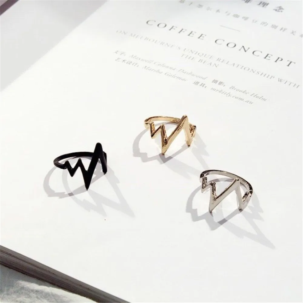 

Simple Fashion Creative Trend Simple ECG Wild Party Women Men Couple Open Ring Jewelry Jewelry Accessories Wholesale