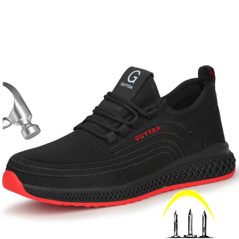 

Men's Outdoor Steel Toe Anti Smashing Protective Work Shoes Boots Men Puncture Proof Safety Shoes Anti-Slip