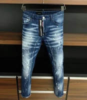 2021 fashion trend dsquared2 washed and worn paint dots punk style mens jeans a382
