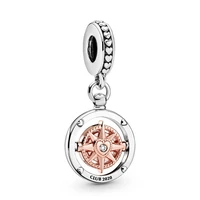 original 925 sterling silver charm rose gold lucky compass pendant fit pandora women bracelet necklace diy jewelry