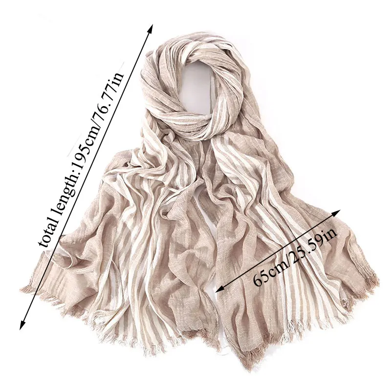 Мягкие складчатые шарфы унисекс с кисточками плиссированный шарф хлопковые