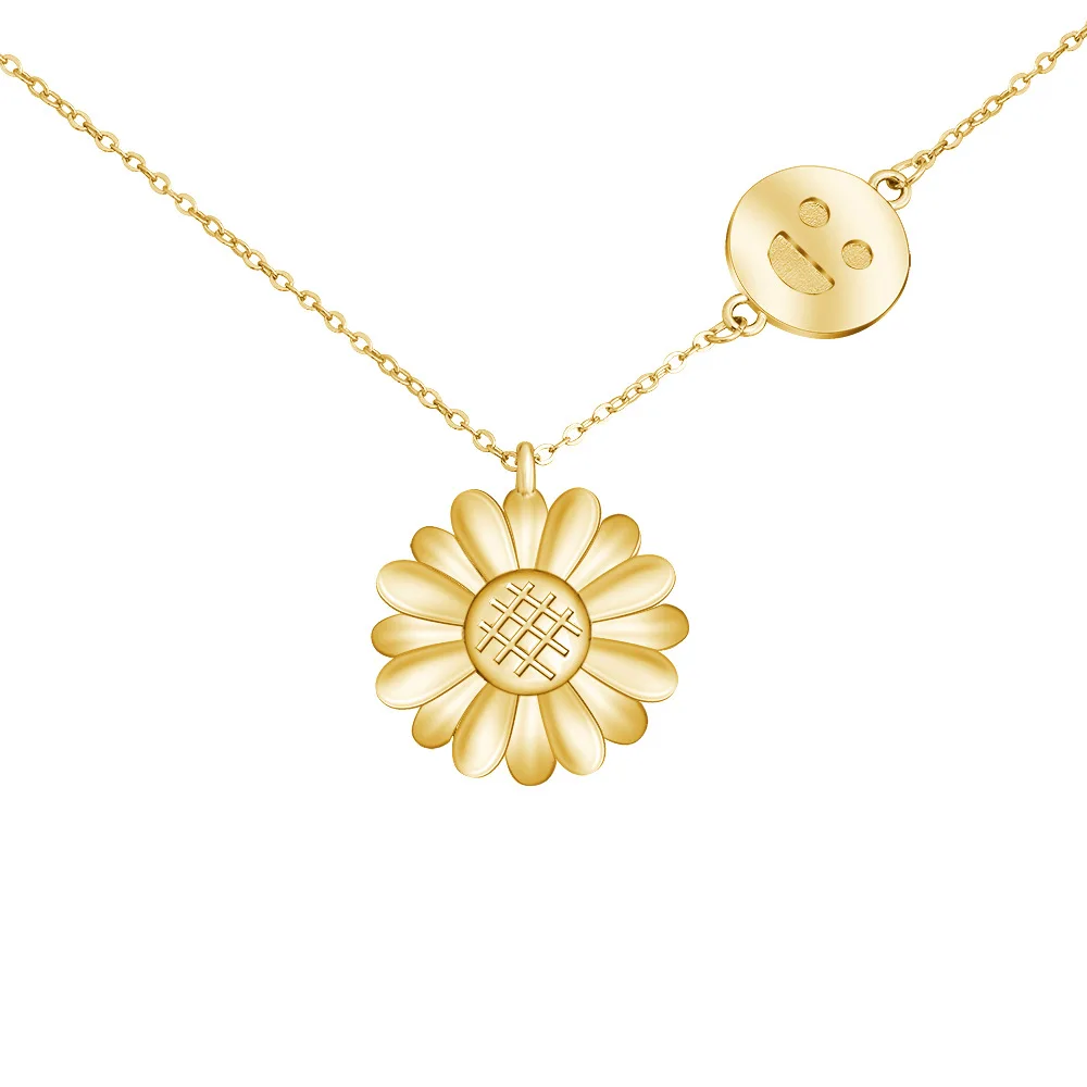 

YZX78 Sunflower smile Necklace sunflower gold necklace for women