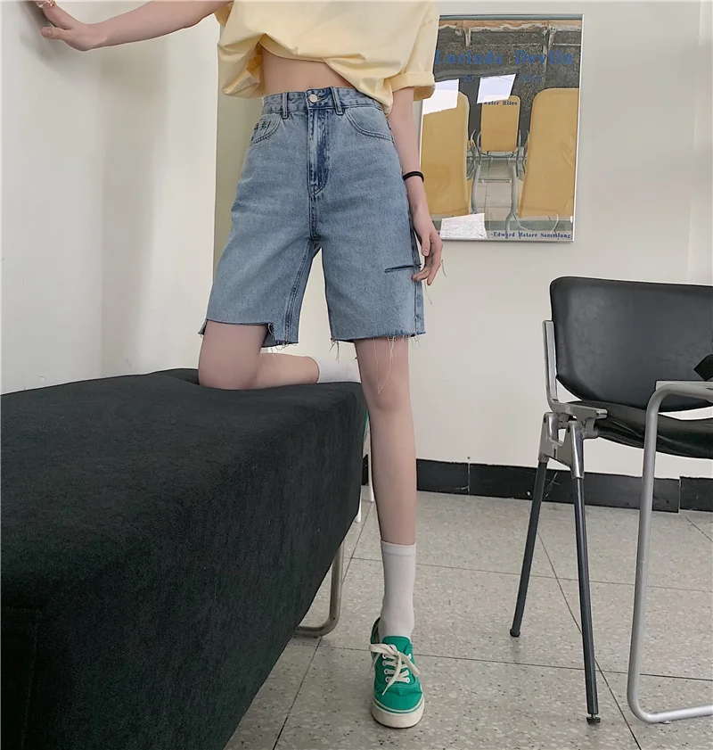 

Shorts Women Retro Denim Holes Design Chic Harajuku Couple Short Trouser Casual Popular High Street Korean Ladies Clothes Unisex