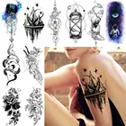 Временные татуировки для мужчин, женщин, мужчин, временные наклейки, имитация треугольной звезды, горы, татуировки сделай сам, город, песочные часы, боди-арт, водостойкие