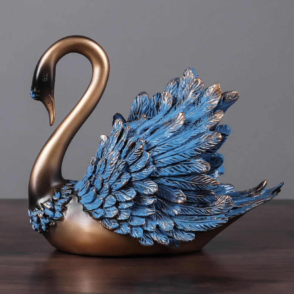 

1Pc Resin European Swan Ornament Simulation Feather Shape Sculpture Ornaments Potted Decor Craft for Home Office