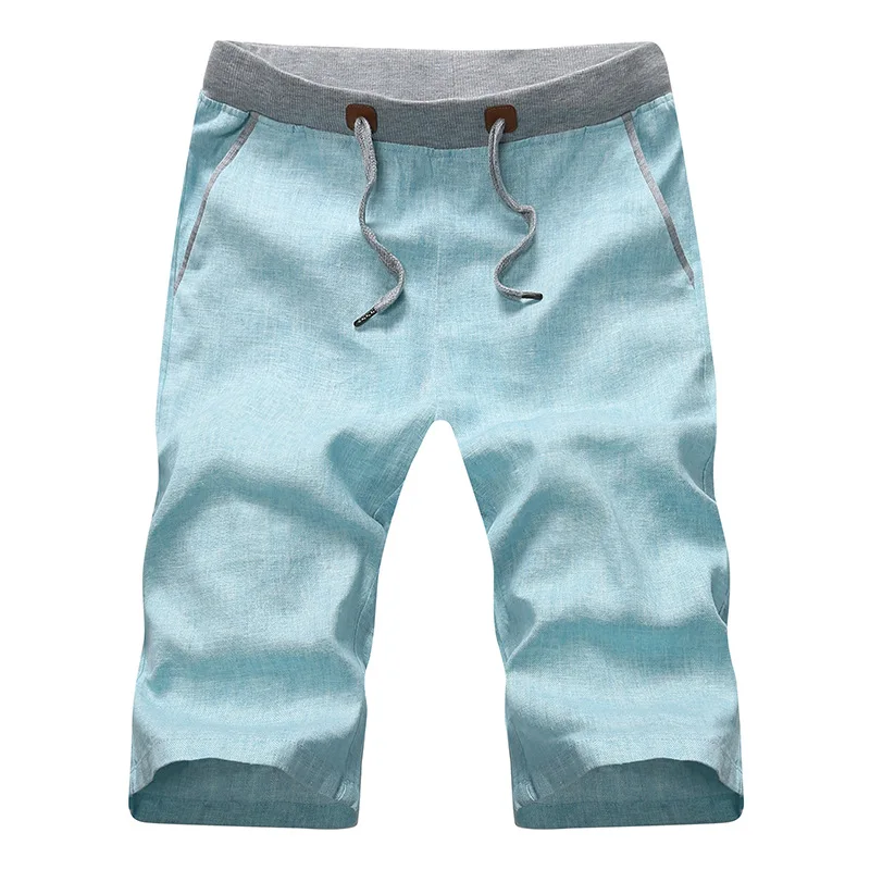 

New Summer Fashion Mens Shorts 100% Linen Short Pants Male Beach Cool Trousers Bermuda Shorts Breathable Comfortable M-4XL YJ04