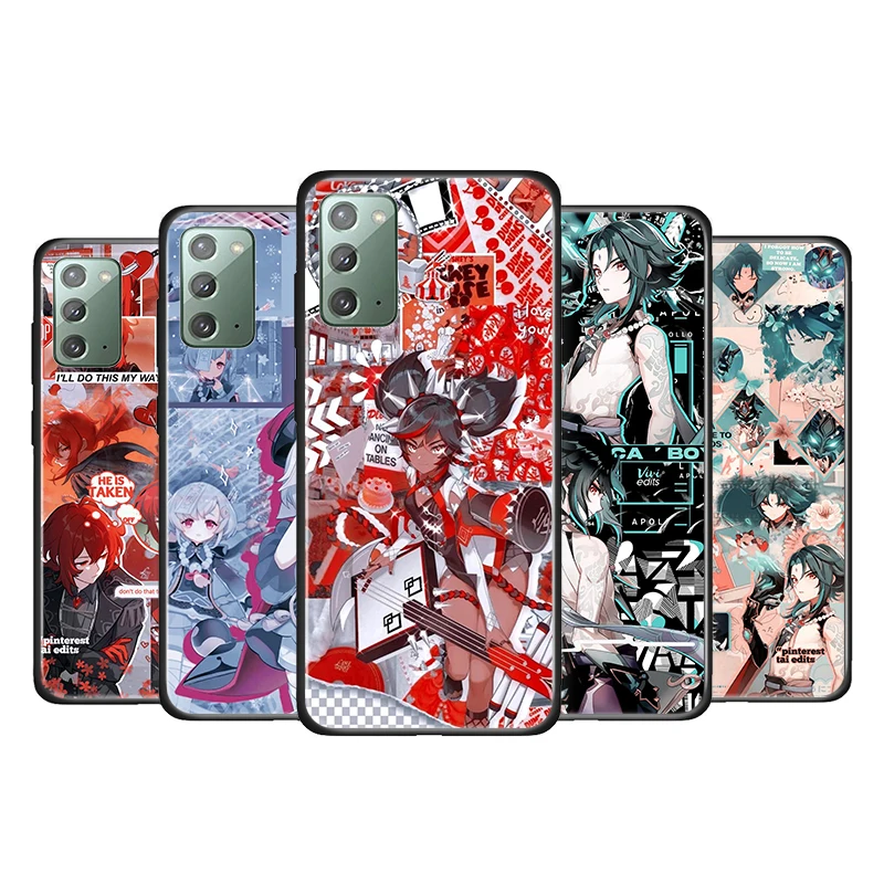 

Genshin Impact Cartoon for Samsung Galaxy Note 20 Ultra 10 Plus 5G M62 M60S M40 M31S M21 M10 F52 Soft Black Phone Case