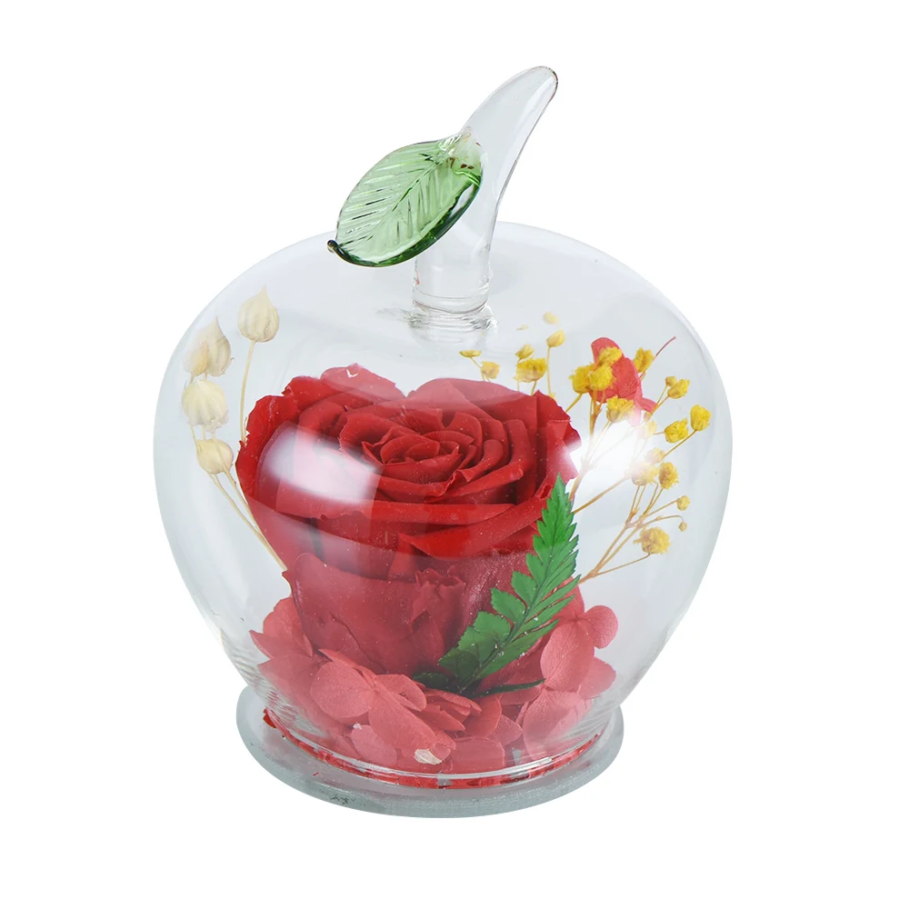 2020 Artificial Immortal Flowers In Apple-shaped Glass Dome Wedding Decoration Valentine's Day Mother's Gifts | Дом и сад