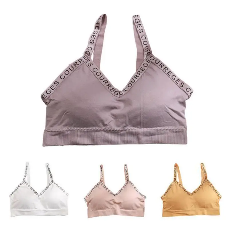 

Fashion Women's Seamless Pattern English Letter Shoulder Straps Beautiful Back Chest Hike Sports Bras DSAQ1