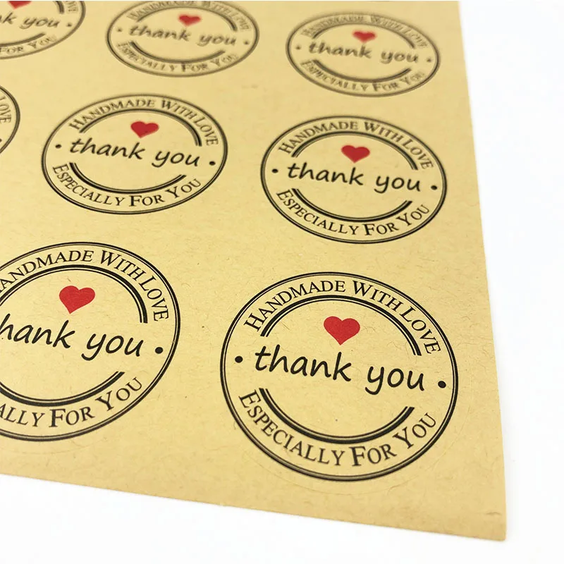 48 шт ручной работы wtih Красное сердце с надписью Love Thank you круглые Скрапбукинг Бумажные этикетки печать стикер DIY Подарочный стикер