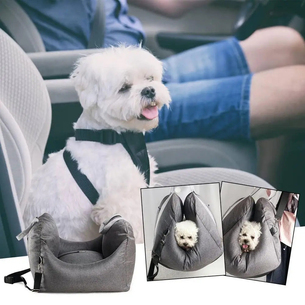 Asiento de coche del perro de elevador de asiento para mascota con asas para los asientos de coche peque&ntilde;o perro y gato asiento de seguridad port&aacute;til de viaje nido mascota-3