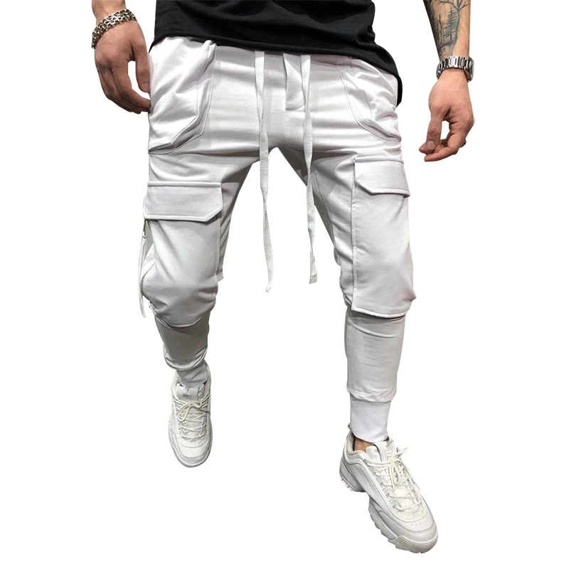 Новинка 2019 Мужские штаны одноцветные хип хоп брюки Oeak много карманов