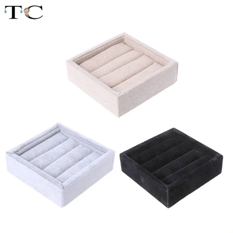 Поднос для демонстрации колец бархатный льняной держатель маленький лоток