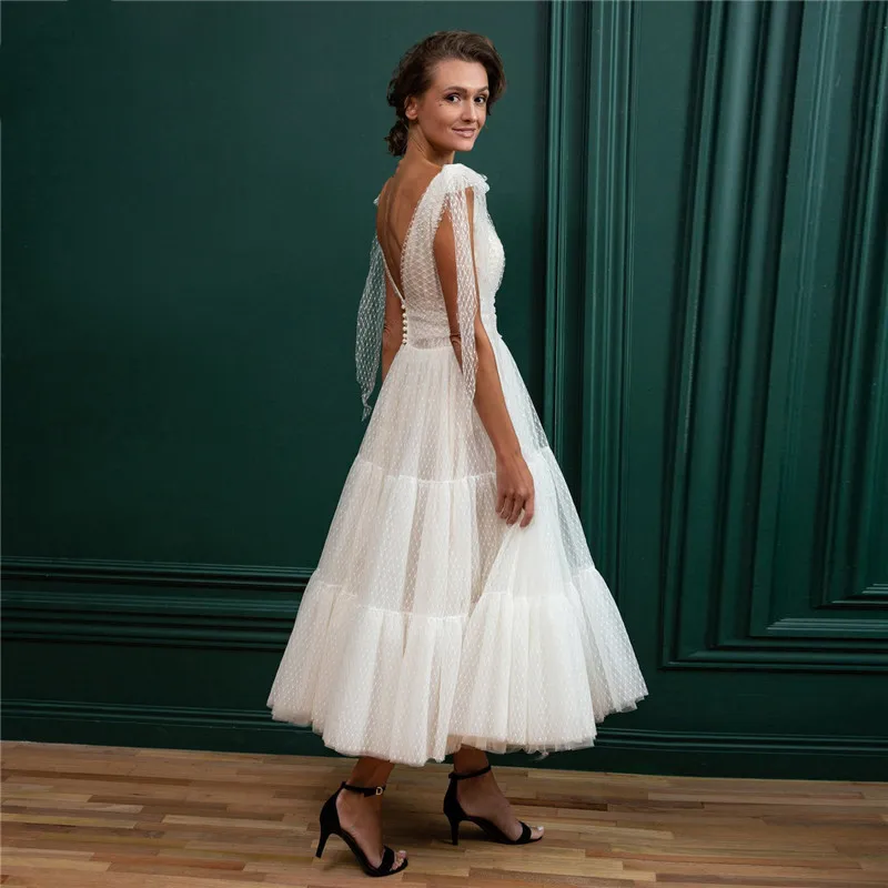 Сексуальное свадебное платье в стиле бохо с V-образным вырезом Короткие складки