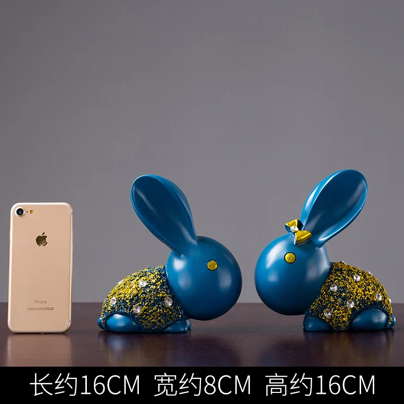 

Rabbit European Living Room Home Decoration Creative TV Cabinet Wine Cabinet Abstract Craft Ornaments Sculpture Art Resin Charms