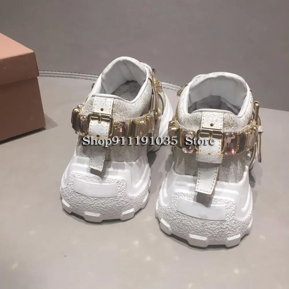 

2020 women's high-quality genuine leather with decorative rhinestone trend casual sneakers