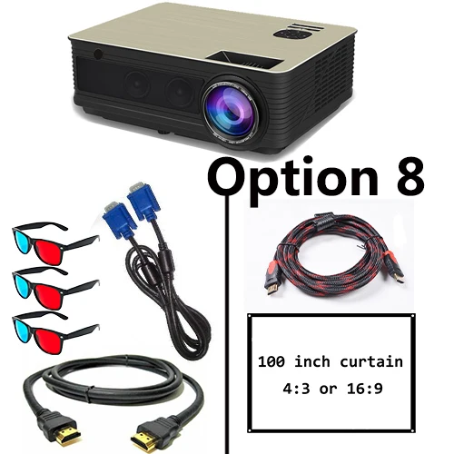 Poner Saund M5 светодиодный проектор 5500 люмен Full HD 1080P двойные HIFI динамики с 10 м HDMI штатив 3D Proyector lcd Vs светодиодный 96 - Цвет: Option 8