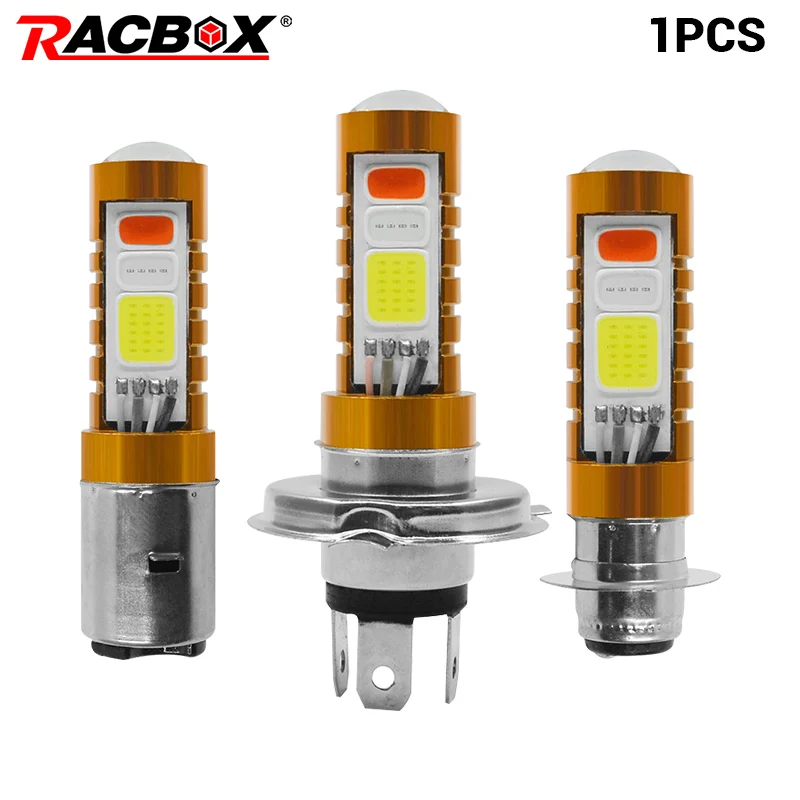 Светодиодная мини лампа для фар мотоцикла триколор H4 H6 P15D BA20D 1200LM дальний/ближний