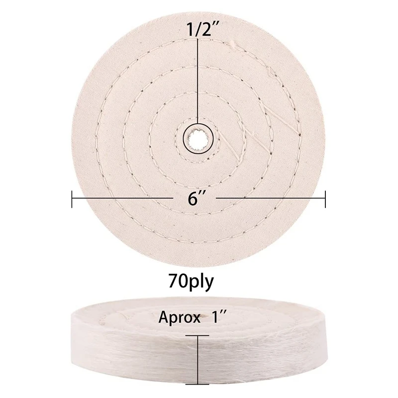 

2Pcs Super Thick Polishing Wheel 6 Inches Suitable for Bench Grinder Tools Mirror Polishing and Waxing