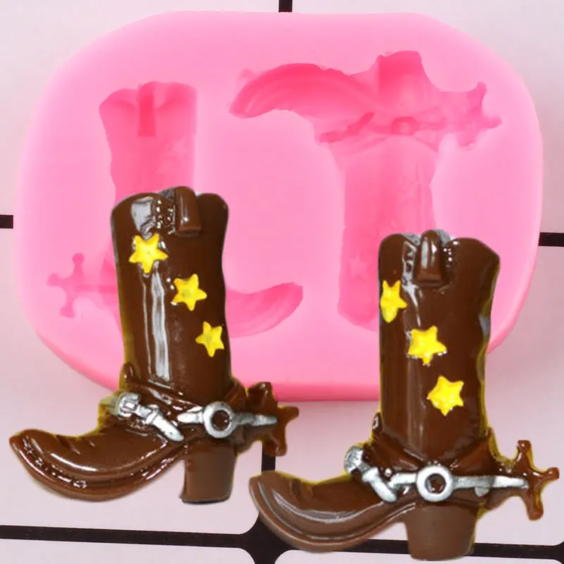 Ковбойские ботинки силиконовые формы искусственная кожа бижутерия глина