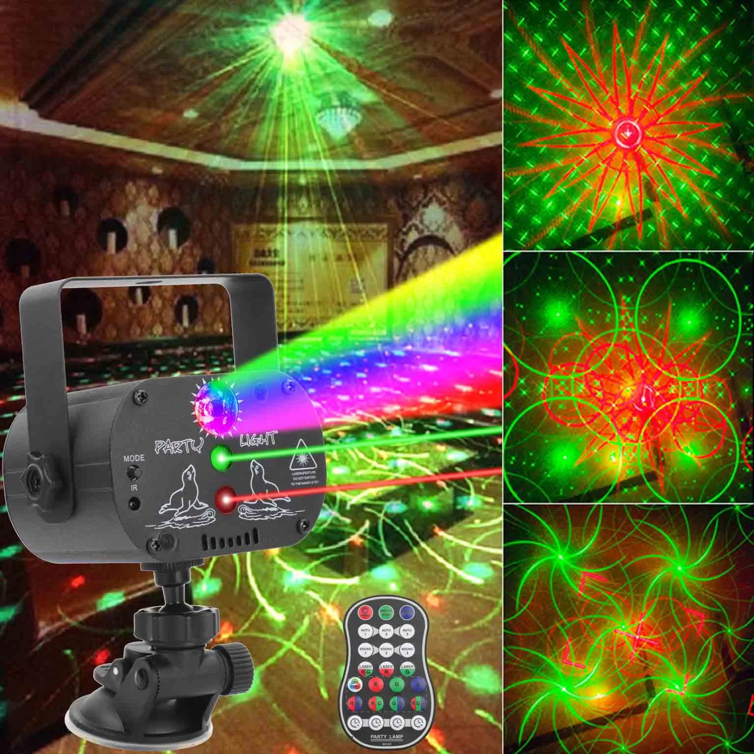 

U'King 60 Patterns Disco Light Mini USB Rechargeable Stage Lighting Effect RGB Lamp Wedding Birthday Party DJ Lamp