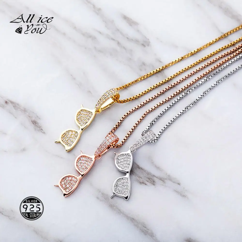 ALLICEONYOU серебро 925 пробы высокое качество Iced Out кубический цирконий солнцезащитные