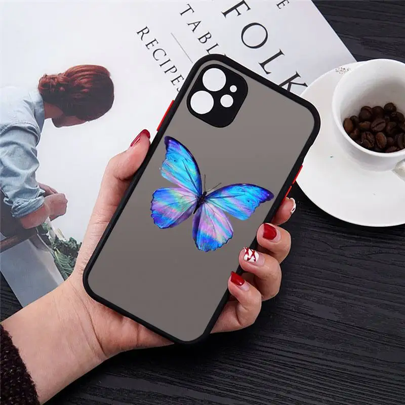 

Vintage Butterfly Fashion Phone Case matte transparent For iphone 7 8 11 12 plus mini x xs xr pro max cover