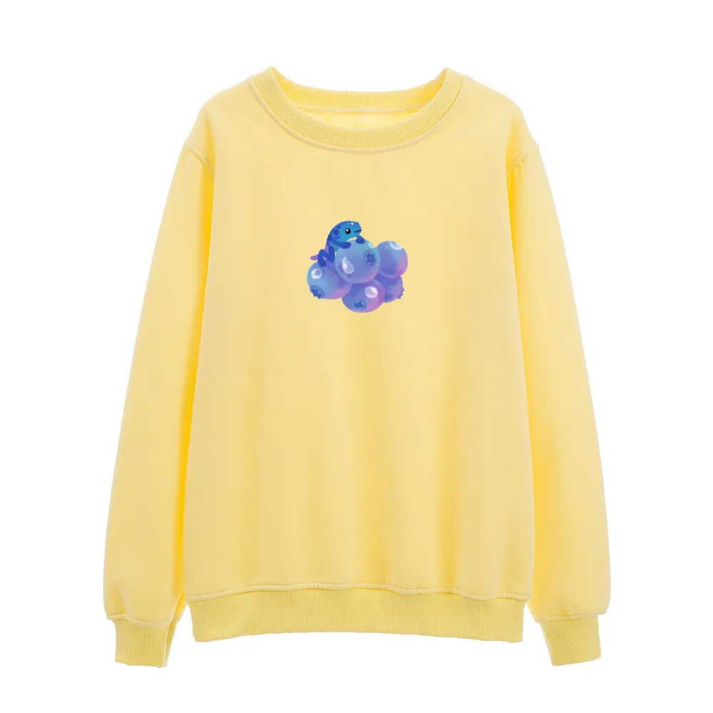 Crew Neck Top Hoodies Women Aesthetic Graphic Blue Women Sweetshirts Oversize Hoodie Cute Cartoon Print Cotton Velvet Sweatshirt