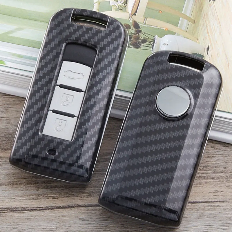 Чехол для автомобильного ключа из углеродного волокна комплект ключей MITSUBISHI