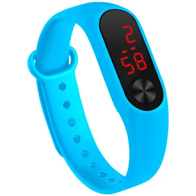 sky blue Четыре цвета детские цифровые часы светодиодные спортивные часы повседневные силиконовые часы для детей наручные часы браслет - Цвет: sky blue