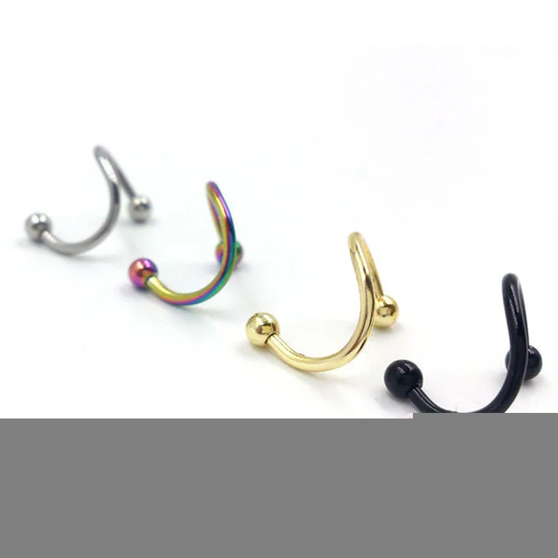 

1 Pair S Shape Surgical Steel Spiral Twisted Lip Ring Nose Rings 16 Gauge Ear Cartilage Helix Piercing Body Accessories Jewelry