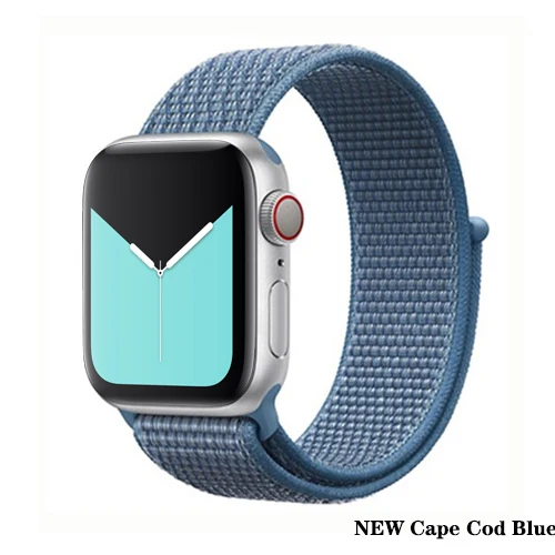 Нейлон pulseira для apple watch band 4 44 мм 40 мм(iwatch 5) apple watch 3 2 1 ремешок 42 мм 38 мм дышащий браслет ремень аксессуары - Цвет ремешка: NEW Cape Cod Blue