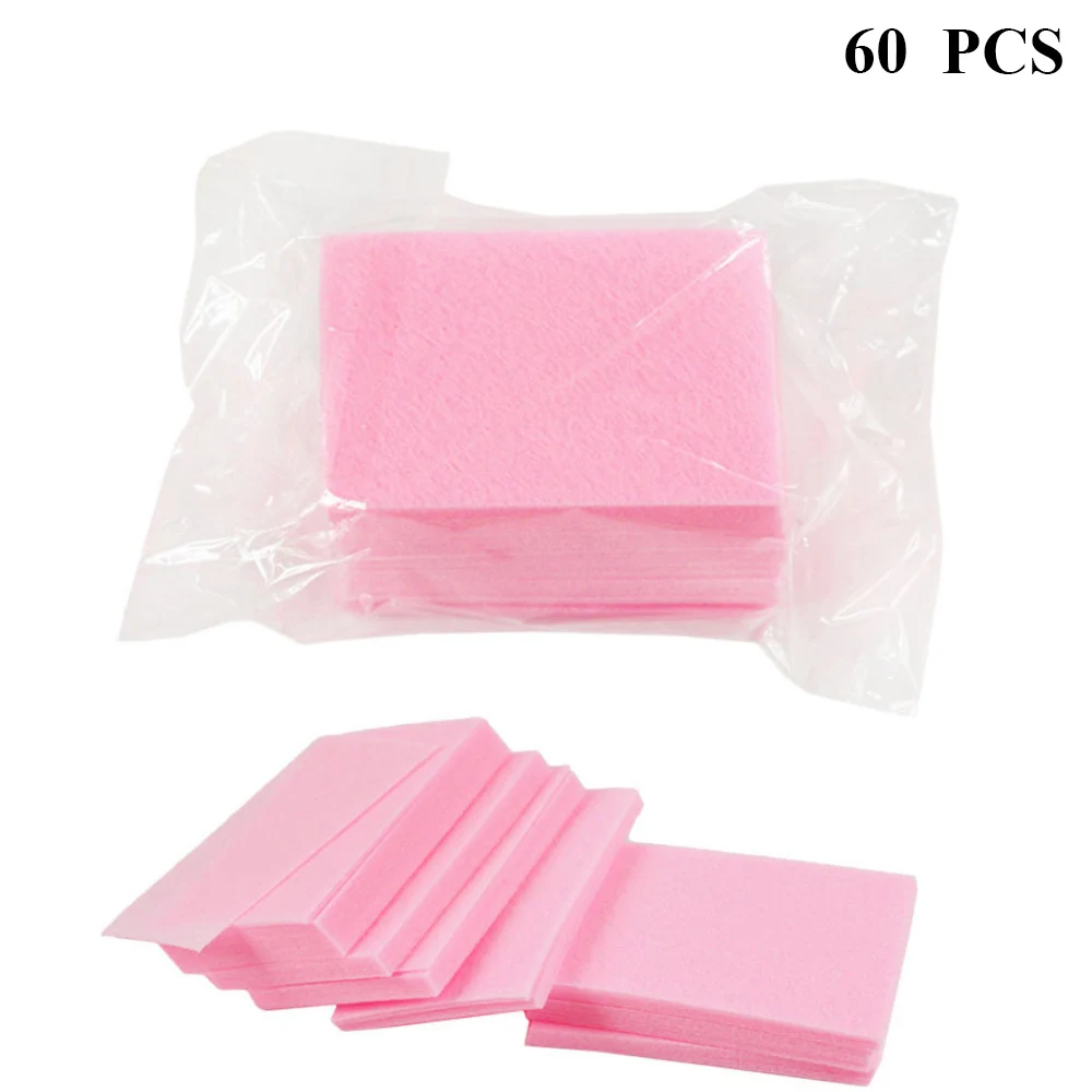 60Pcs Pink Ladymisty 60/100/200/600 шт Клей для ногтей салфетки для очищения хлопок бумажные салфетки очиститель клея клей колодки отверстие бутылки чистящие средства - Цвет: 60Pcs Pink